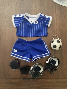 BABW Build a Bear Kleidung blau #10 Fußball Uniform Outfit Knieschützer Stollen Schuhe - Bild 1 von 8