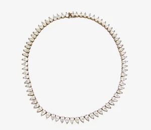 Collar de tenis de plata esterlina en forma de pera circonita cúbica 55,5 cttw 17,5" - Imagen 1 de 5