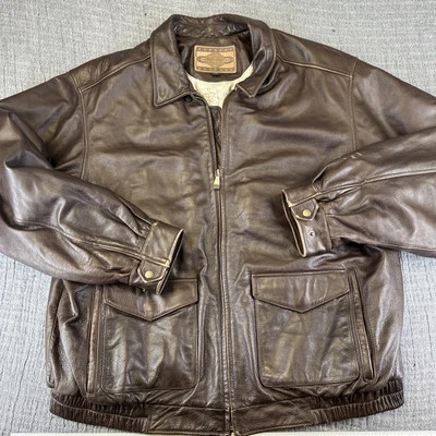 Винтажный Sonoma Соединенных Штатов Америки коричневый кожаный авиатор куртка-бомбер 2XLT - Изображение 1 из 4