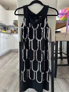 Dress Barn Women's Sequenced Sleeveless Knee Length Dress Black Size 6 - Picture 1 of 4