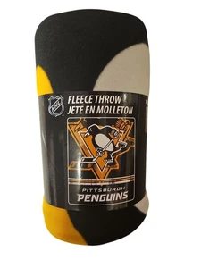 Pittsburgh Penguins Painted Fleece Throw Blanket Rolled NHL Licensed University - Picture 1 of 2