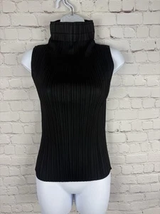 ISSEY MIYAKE PLEATS PLEASE High Neck Sleeveless Top Black Size 3 - Picture 1 of 8