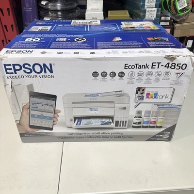 NEW Epson EcoTank ET-4850 Color Inkjet All-In-One Printer  White ( NEW OTHER ) - Image 1 of 4