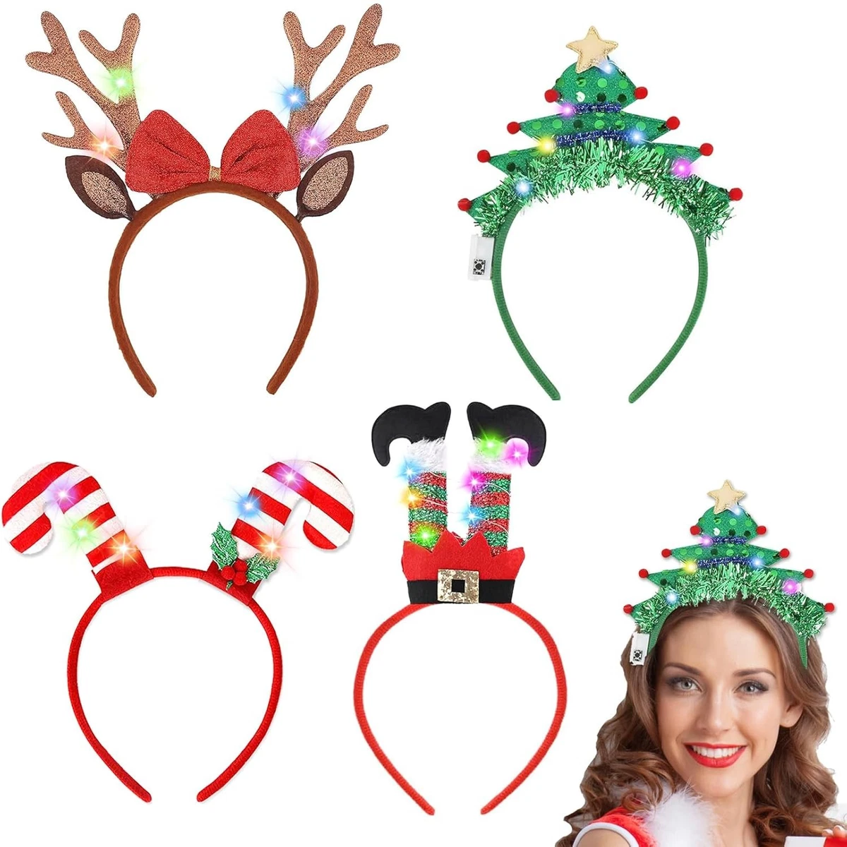 Sixexey Weihnachts-Stirnband Set Mit Stern & Glöckchen-Ohrringen – 24 Cm, Grün, Für Partys & Fotos