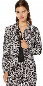 Norma Kamali GRAU LEOPARD Jeans Style Jacke Gr: L -- 295 $ - jetzt 99,99 $ - Bild 1 von 4