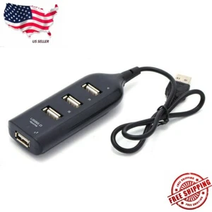 Black USB 2.0 Hi-Speed 4-Port Splitter Hub For PC Notebook - Picture 1 of 3