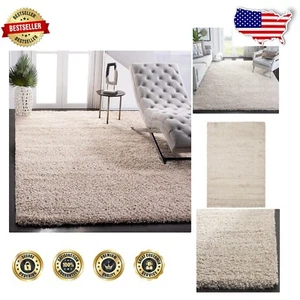 Durable Non-Shedding Beige Shag Area Rug 6'7" x 9'6" - Perfect for Families - Picture 1 of 10
