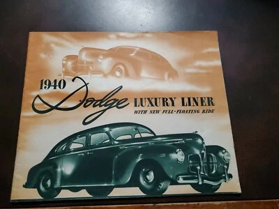 Folheto de vendas original 1940 Dodge Dealer forro de luxo tom dourado e verde - Imagem 1 de 4
