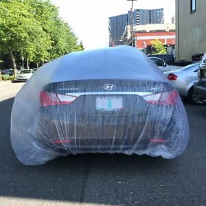2 PACK Clear Plastic Temporary Universal Disposable Car Cover Rain Dust Garage