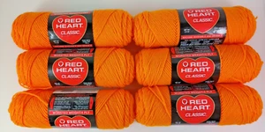 6 Red Heart Classic Acrylic Worsted Weight Yarn 245 Orange 3.5oz - Picture 1 of 5
