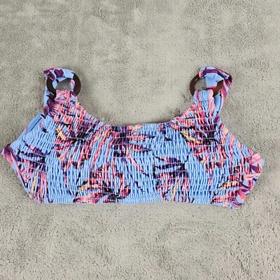 Jessica Simpson Bikini Top Mujer Pequeño Floral Tropical Corbata Espalda Lila Multi Foto 1 de 4