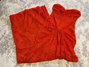 Long Orange Lace Beach Cover Up Size Small Strapless Sleeveless - Picture 1 of 10