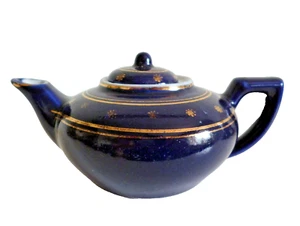 Small Antique Porcelain Sevres Style Teapot Cobalt Blue and Gilt Decoration - Picture 1 of 10