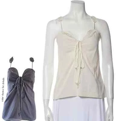 Топ Zac Posen кремовый лист вышитый ремешок для спагетти хлопок размер 4 - Изображение 1 из 4