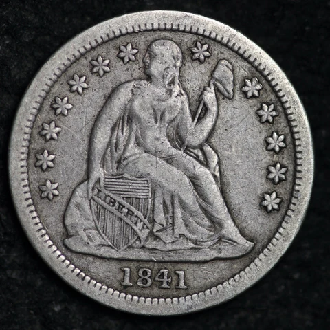 1841 Seated Liberty Silver Dime CHOICE XF FREE SHIPPING E105 KVCL Cover