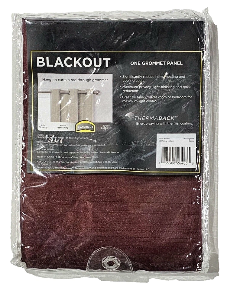 Eclipse Blackout One Grommet Panel 40x63in Nottingham Spice Polyester - Image 1 of 1