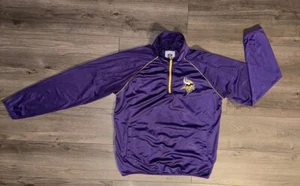 NFL Minnesota Vikings 1/4 Zip Pullover Track Jacket Mens XL Front Pockets Purple - Picture 1 of 21