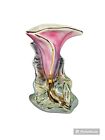 Vintage KASS 1950’s Gold Trimmed Calla Lily Vase Opalescent Purple Lusterware 