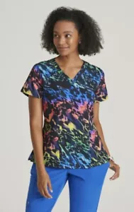 Barco One Scrubs #5107 V-Neck Print Scrub Top in "Aurora Lights" Size XS - Picture 1 of 3