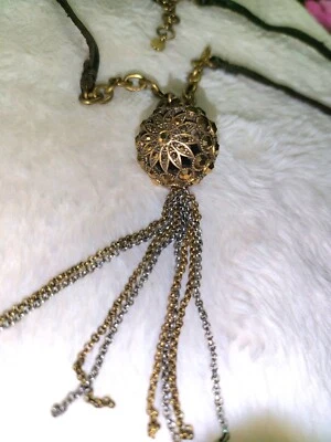 Colar de couro marrom bola de cristal com strass marca da sorte - Imagem 1 de 3