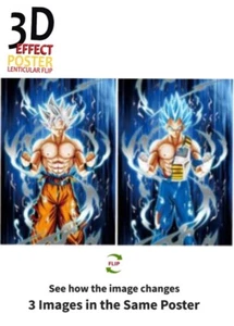 Goku,Vegeta -3D Lenticular Effect- Anime Dragon Ball Z Poster, 2 image change - Picture 1 of 7