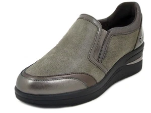 Damen Comfort Leder Halbschuhe Taupe mit Keilabsatz herausnehmbares Fußbett CINZIA SOFT - Bild 1 von 5