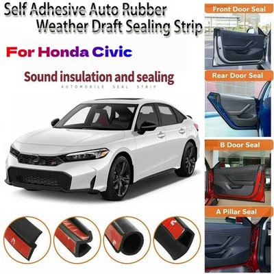 Tiras de sellado de goma para puerta k kit de reducción de ruido del viento tiro meteorológico para Honda Civic Foto 1 de 4