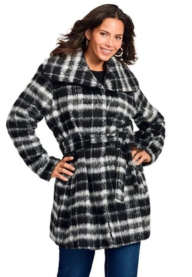 Avenue Women's Plus Size Wing Collar Belted Coat Foto 1 de 2