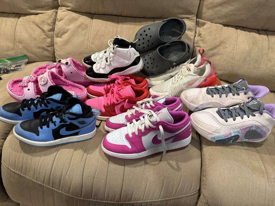 8 Pair Boys Girls Sneaker Lot Jordan Nikes - Image 1 of 4