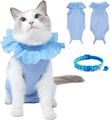 Cat Surgery Recovery Suit Breathable Surgical Recovery Shirt Abdominal Wounds - Image 1 of 4