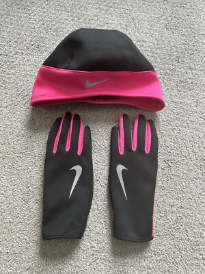 Gorra y guantes térmicos Nike Run XS/S rosa/negro Foto 1 de 4