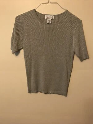 Женский топ блузка с коротким рукавом круглый вырез серый - размер средний - Изображение 1 из 4