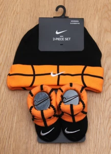 Nike Baby Infant Hat & Booties Set ~ Black, Orange & White ~ Basketball ~ 0-6M - Picture 1 of 3