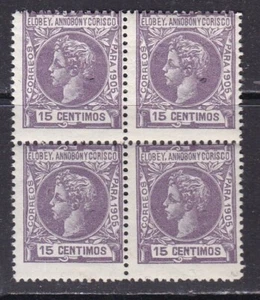 1905 - España - Elobey - Edifil 25 - 15c Violeta - Bloque 4 - MNH - Imagen 1 de 2