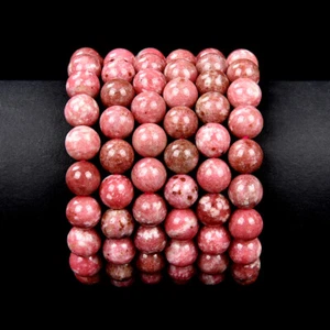 Pulsera redonda natural noruega Thulite 8 mm 10 mm cadena 7,5 pulgadas (S27) - Imagen 1 de 3