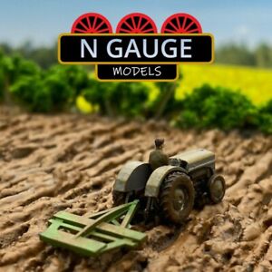 N Scale Gauge Farm Tractor & Plow 1:148 Cultivator Plough Combine  Baler 1:160