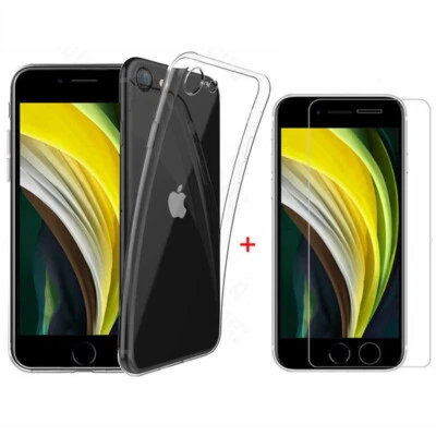 Pellicola in vetro e cover in silicone slim per APPLE IPHONE SE2 SE 2020 - Immagine 1 di 3