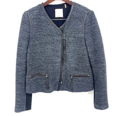 Rebecca Taylor Blazer Womens M Asymmetric Zip Boucle Tweed Wool Quiet Luxury - Image 1 of 4