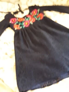 Vintage Anthropologie Judith March Embroidered Crochet Floral Dress size Small - Picture 1 of 7