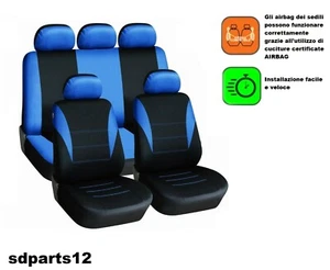 Renault Dacia Citroen Coprisedili 9 Pezzi Blu Nero Per Auto Anteriore Posteriore - Foto 1 di 12