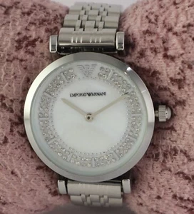 Luxury Armani Silver Dial Quartz Women Working Wristwatch Stainless Steel Band - Picture 1 of 8
