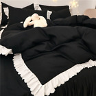 Girl Kawaii Bedding Set Ruffle Bed Skirt Lace Duvet Cover Bedspread Sheet Set