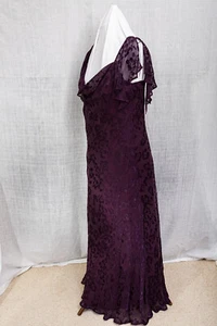 Evening Gown 16 Aubergine Purple Jacquard 52% Silk Formal Prom Wedding Worn once - Picture 1 of 8