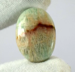 Pietra preziosa curativa amazzonite verde peruviana ovale naturale 24,10 carati certificata AGI S9536 - Foto 1 di 4