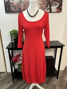 Truth + Style Women’s Shift Midi Dress Petite Scoop Neck Size S 3/4 Sleeve - Picture 1 of 13