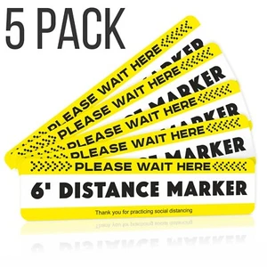6 Fuß soziale Distanz Markierungen pflegen Boden Schilder Abziehbild Aufkleber Teppich 5er Pack - Bild 1 von 4