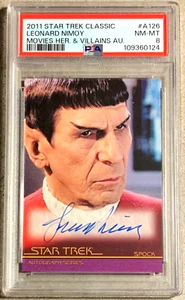 2011 STAR TREK MOVIES HEROES AND VILLAINS LEONARD NIMOY AUTOGRAPH #126 PSA 8 - Picture 1 of 2