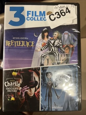 Битлджус / Чарли и шоколадная фабрика / труп невесты (DVD) новый запечатанный - Изображение 1 из 2
