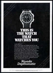 Reloj de buceo Nivada Grenchen Depthomatic 1968 foto anuncio impreso vintage - Imagen 1 de 7