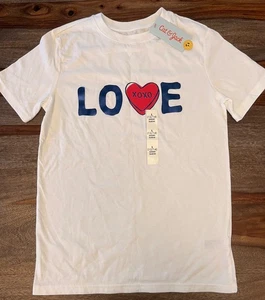 Love Tshirt Youth Size Large 12/14 White XOXO Red Heart Valentine Day Sweetheart - Picture 1 of 4